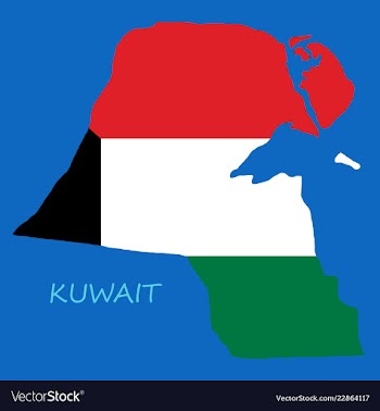 Flag-map of kuwait vector image