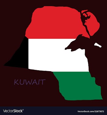 Flag-map of kuwait vector image