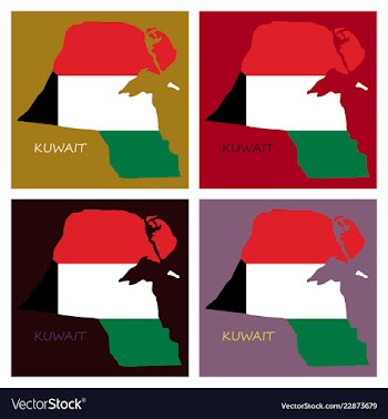 Flag-map of kuwait vector image