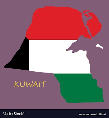 Flag-map of kuwait vector image