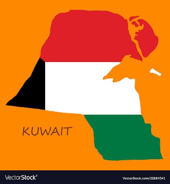 Flag-map of kuwait vector image