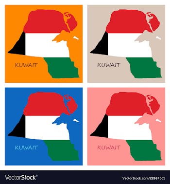 Flag-map of kuwait vector image