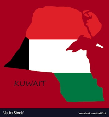 Flag-map of kuwait vector image