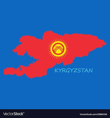 Flag map of kyrgystan vector image