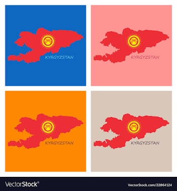Flag map of kyrgystan vector image