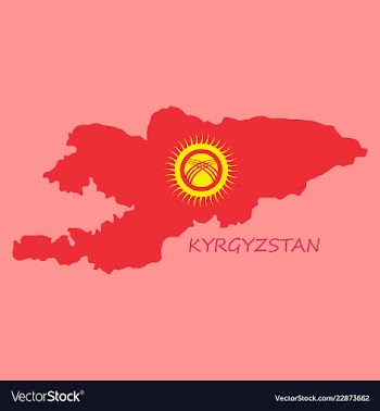 Flag map of kyrgystan vector image