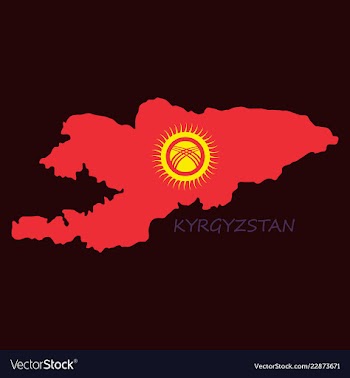 Flag map of kyrgystan vector image