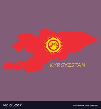 Flag map of kyrgystan vector image
