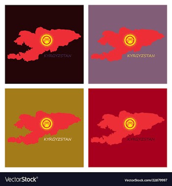Flag map of kyrgystan vector image