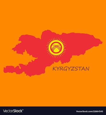 Flag map of kyrgystan vector image