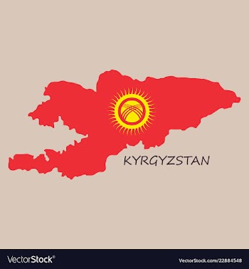 Flag map of kyrgystan vector image