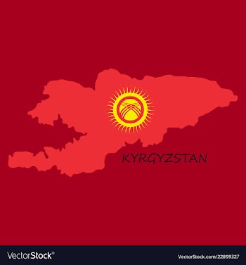Flag map of kyrgystan vector image
