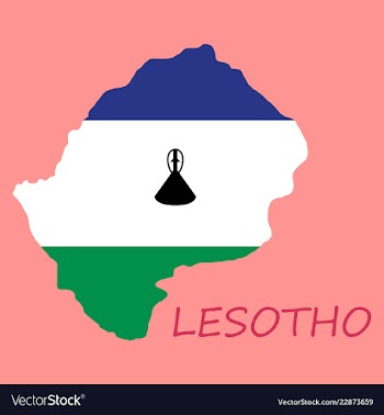 Flag map of lesotho vector image