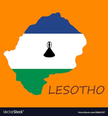 Flag map of lesotho vector image