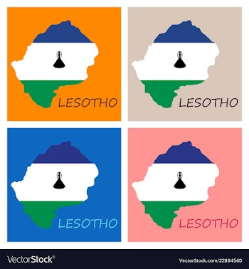 Flag map of lesotho vector image