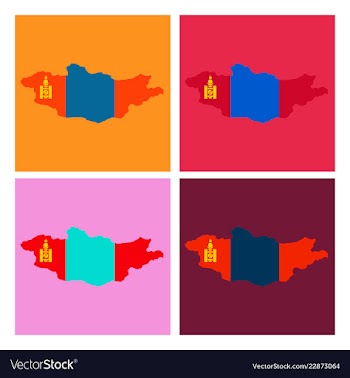 Flag map of mongolia vector image