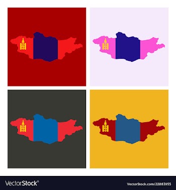 Flag map of mongolia vector image