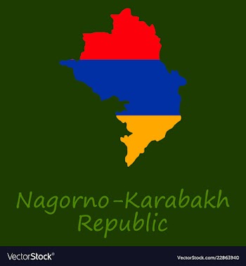 Flag map of nagorno karabakh republic vector image