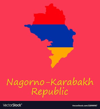 Flag map of nagorno karabakh republic vector image