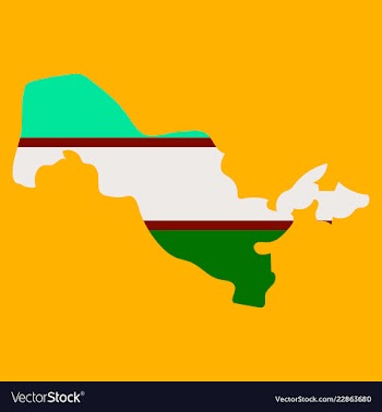 Flag map of uzbekistan vector image