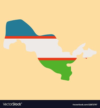 Flag map of uzbekistan vector image