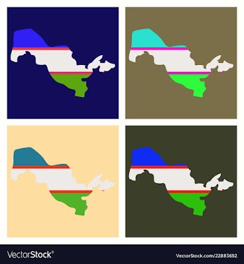 Flag map of uzbekistan vector image