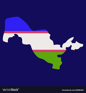 Flag map of uzbekistan vector image