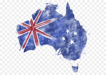 Flag of Australia Map - Watercolor blue flag of Australia 
