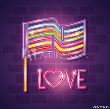 flag of pride day of neon light design