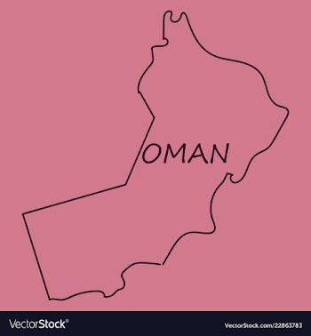 Flag of sultanate of oman overlaid on outline map vector image