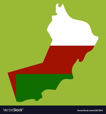 Flag of sultanate of oman overlaid on outline map vector image