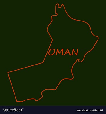 Flag of sultanate of oman overlaid on outline map vector image