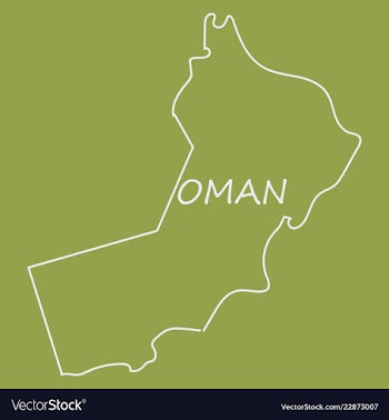 Flag of sultanate of oman overlaid on outline map vector image