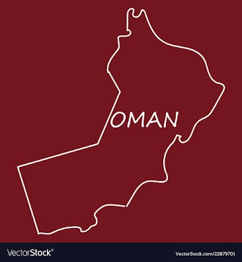Flag of sultanate of oman overlaid on outline map vector image