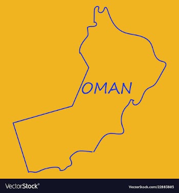 Flag of sultanate of oman overlaid on outline map vector image