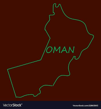 Flag of sultanate of oman overlaid on outline map vector image