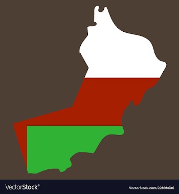 Flag of sultanate of oman overlaid on outline map vector image