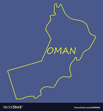 Flag of sultanate of oman overlaid on outline map vector image