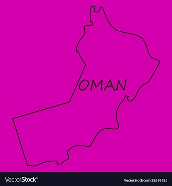 Flag of sultanate of oman overlaid on outline map vector image