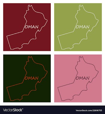 Flag of sultanate of oman overlaid on outline map vector image