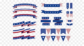 Flag of the United States Ribbon - American flag hanging from ribbons and elements 
