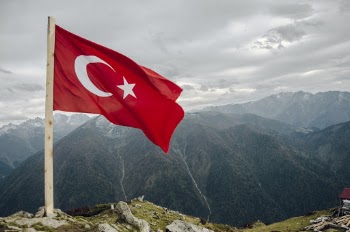 Flag of Turkey Across Mountain