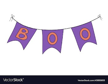 flag on a rope with boo text halloween icon