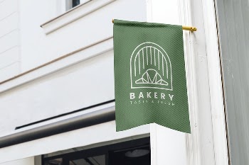 Flag sign mockup, bakery branding | Free PSD Mockup - rawpixel