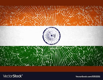 Flags India with broken glass texture vector image