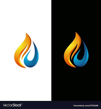 Flame and water drop logo template vector image