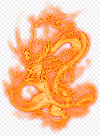 Flame Chinese dragon - Golden flame dragon pattern European style 