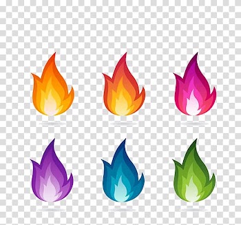 Flame Color, Six color buckle creative flame Free transparent background PNG clipart