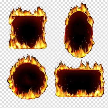 Flame Princess Fire, 4 flame frame design material transparent background PNG clipart