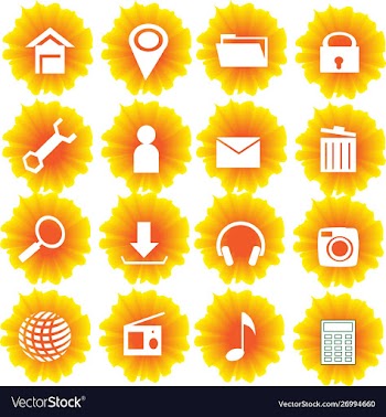 Flame yellow flower icon set vector image